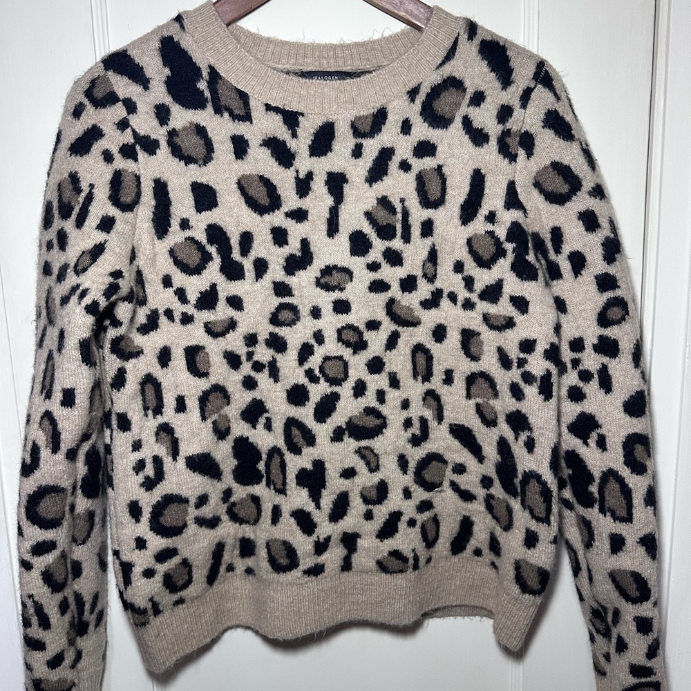 Leopard Print Halogen Sweater, Brown/Black, Size Small, Soft & Cozy